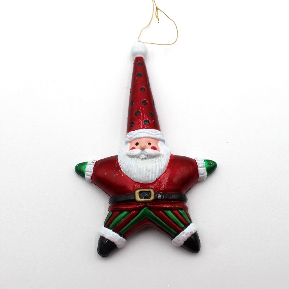 Festive 5" Star Shaped Santa Claus Christmas Holiday Hanging Ornament